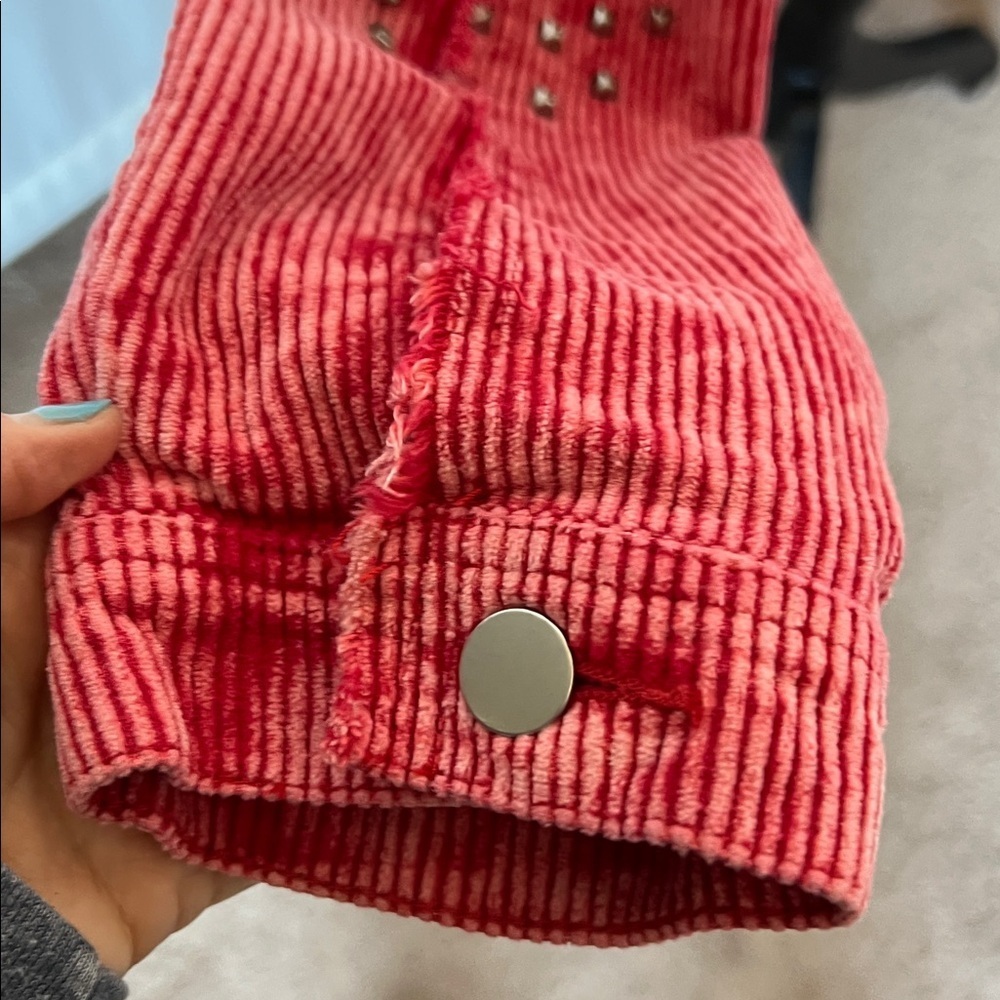 POL Women's vintage corduroy jacket with raw edge detail and stud embellishments - Picture 4 of 12